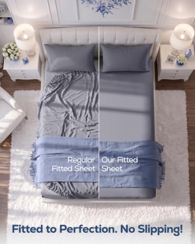 Utopia Bedding Pack of 2 Full Fitted Microfiber Sheets Up to 15 Inch Deep Pocket - Grey