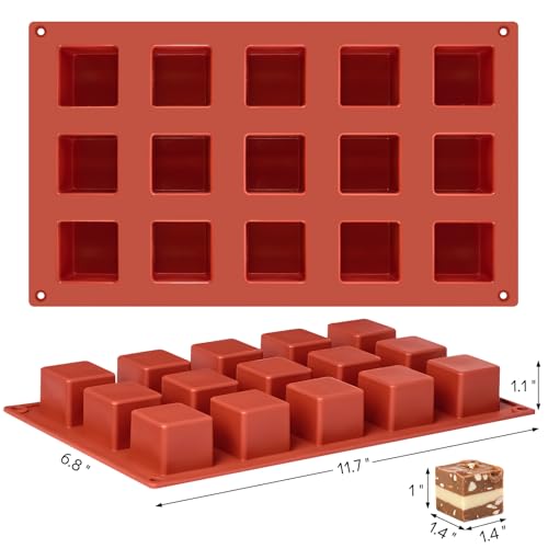 30-Cavity Silicone Cube Cake Molds - 2 Pack for Baking