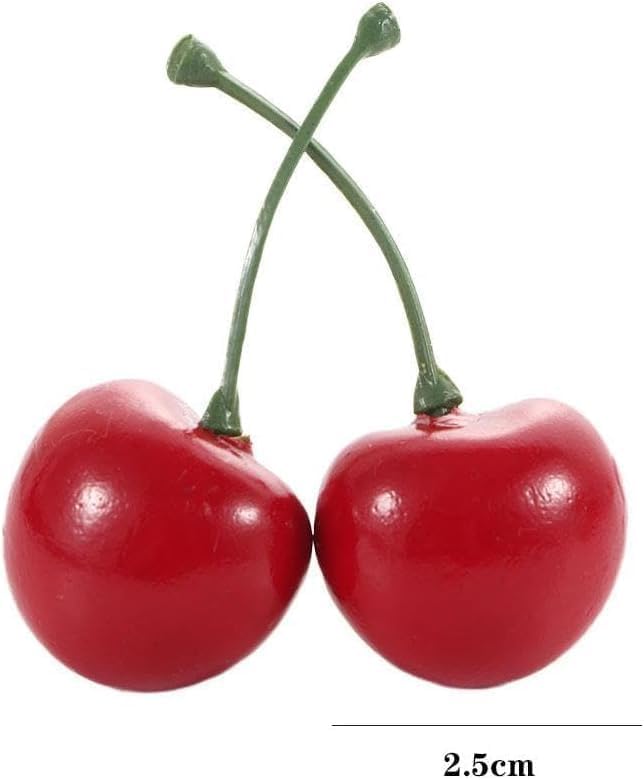 20pcs Artificial Red Cherries - Lifelike Fake Fruit for Kitchen Decor