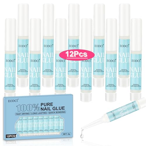 EODCI Professional Super Strong Nail Glue for Acrylic Press On Nails 12pcs