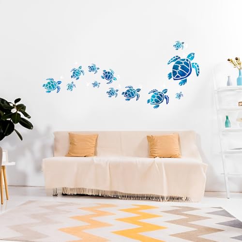 12 Pcs Sea Turtle Wall Decals - Vinyl Ocean Stickers for Home Decor