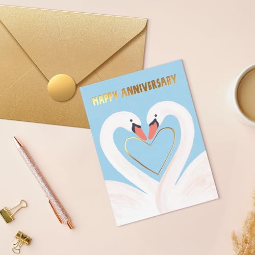Elegant Gold Foil Anniversary Card – 5"x7" Premium Cardstock