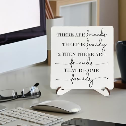 Friends That Become Family Wooden Desk Sign - 5x5 Home Decor