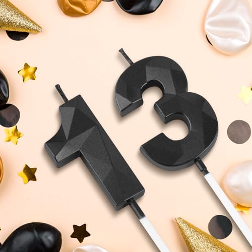 3D Number 13 Birthday Candles - Diamond Shape Cake Toppers