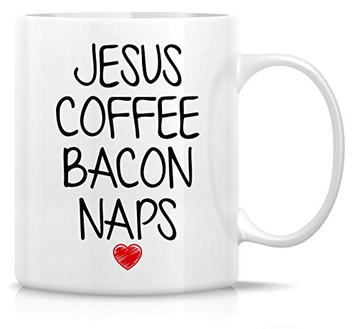 Retreez Funny Jesus Coffee Mug - Bacon Naps 11 Oz Ceramic White - JES007