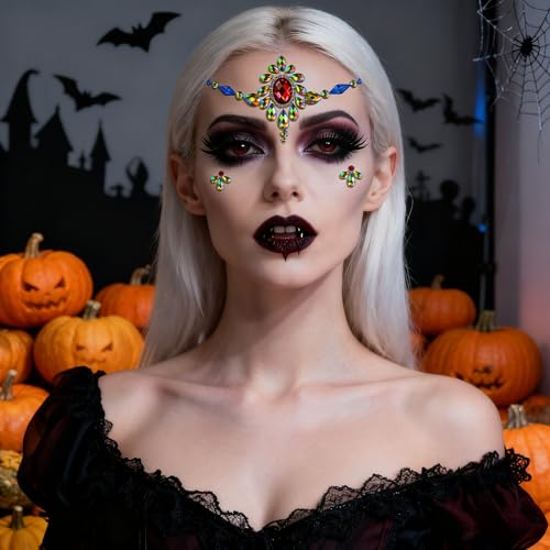 Topz Red Rhinestone Face Gems Self-Adhesive Crystal Jewels for Halloween Makeup & Festival Rave
