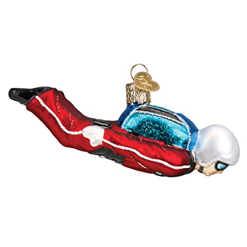 Skydiver Glass Blown Christmas Tree Ornament - Handcrafted Holiday Decorations