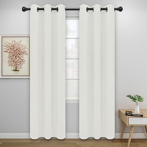 Easy-Going Thermal Grommet Curtains, 2 Panels 34x84 in, Ivory