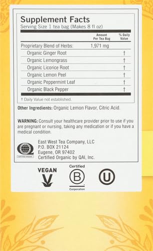 Yogi Lemon Ginger Tea Bags - Organic Ginger Lemon Blend (16 ct, Pack of 2)