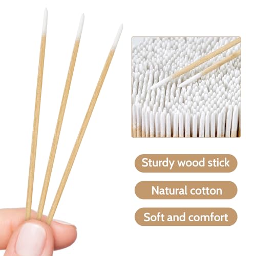 BABONIE 200PCS Bamboo Pointed Cotton Swabs - 4 Inch Micro Sticks for Makeup, Nail Art and Tattoo Care