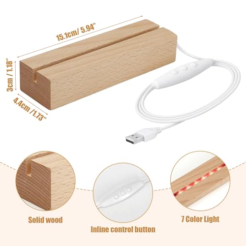 Dimmable Wooden LED Light Base Stand for Acrylic Art & Photos