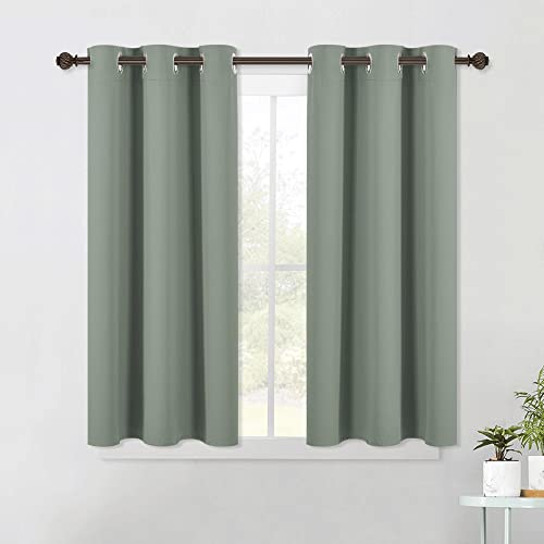NICETOWN Sage Green Blackout Curtains 2 Panels 42x45 Inches Room Darkening Insulated Drapes for Bedroom & Window