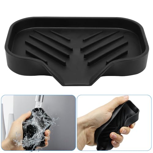 Self-Draining Rubber Soap Dish | Compact Black Bar Soap Holder