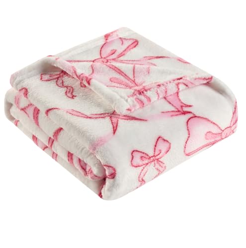 Yagle Mate Pink Bowknot Baby Blanket, 30x40 Inch Soft Fleece Receiving Blanket
