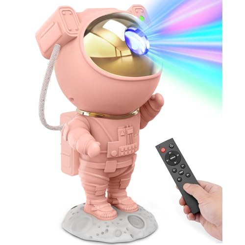Pink Astronaut Galaxy Projector for Teen Girls Room - Star Night Light with Remote