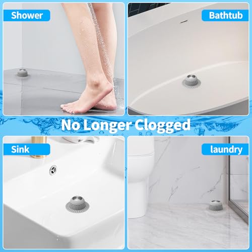 Aluvor Shower Drain Hair Catcher Cover Silver Grey for Bathtub & Sink