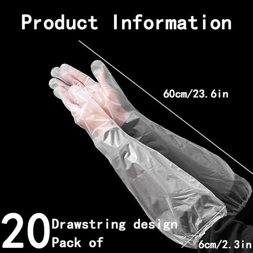 20 Pcs Long Arm Disposable Cleaning Gloves for Kitchen & Food Handling