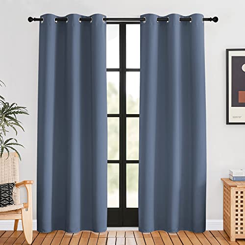 NICETOWN Stone Blue Blackout Curtains, 42" x 80" - 2 Panels