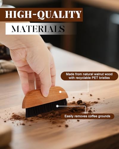 Espresso Machine Cleaning Brush Set - Walnut & Ebony Wood, 2 Pack