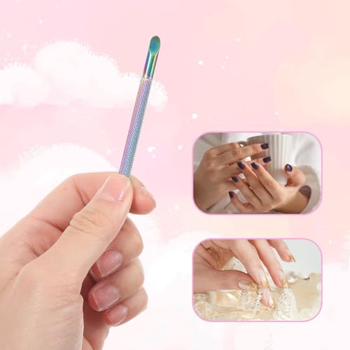2 Pcs Stainless Steel Cuticle Pusher and Nail Cleaner Tool Set