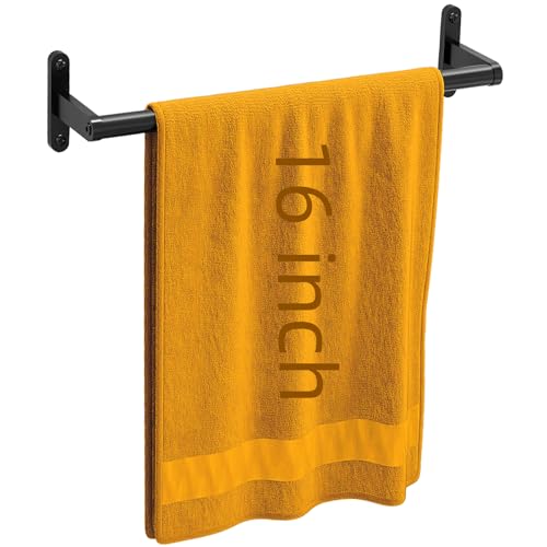 16-Inch Black Wall Mounted Towel Bar, Heavy Duty Stainless Steel Towel Rack