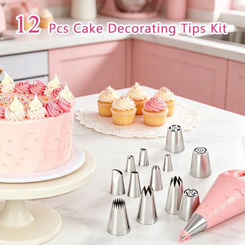 12PCS Stainless Steel Piping Tips Set for Cake Decorating