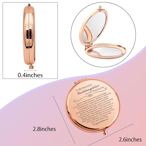 Goddaughter Wedding Day Compact Mirror - Engraved Gift from Godmother
