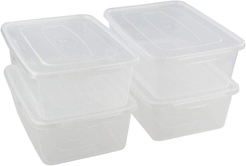 Jekiyo Clear Plastic Storage Bin - 14 Quart Latching Container with Lid | Set of 4 Packs