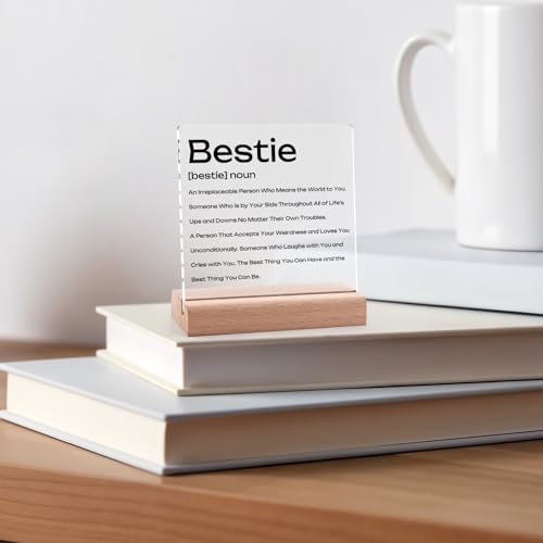 Inspirational Acrylic Plaque with Wooden Stand for Best Friends