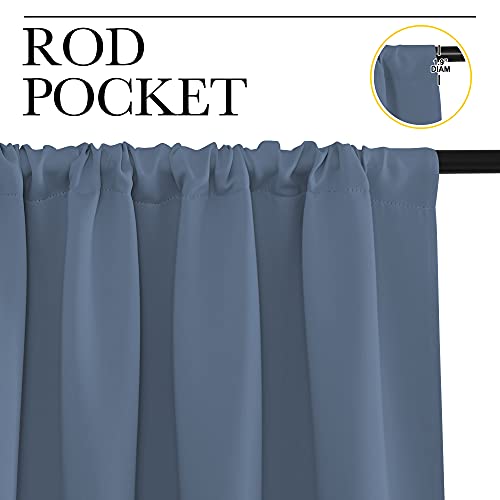NICETOWN Thermal Insulated Blackout Curtains - Stone Blue, 42x48