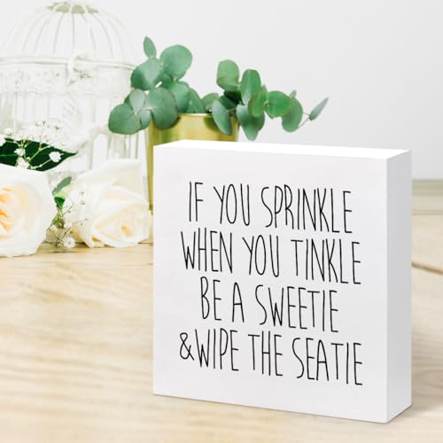 Be a Sweetie and Wipe the Seatie Wood Block Sign - Funny Desktop Decor