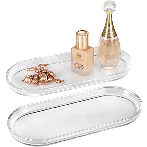 SheeChung Clear Acrylic Vanity Tray Set - 2 Pack, 9.65" x 4.5" x 0.79"