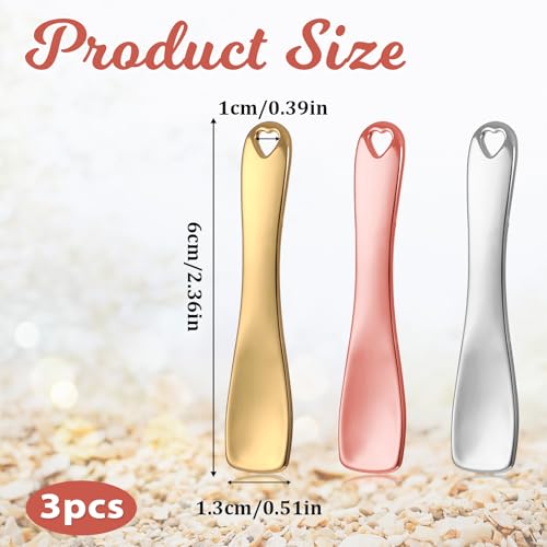 JIYIN 3-Piece Mini Metal Makeup Spatula Set for Skincare and Creams