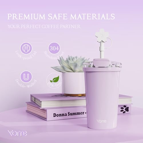 YOME 12oz Insulated Coffee Cup - Light Purple Leak-Proof Travel Tumbler