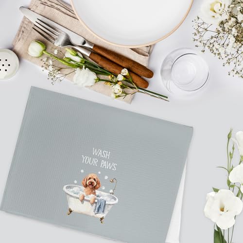 Goldendoodle Hand Towel - Wash Your Paws Microfiber Bathroom Dish Towel