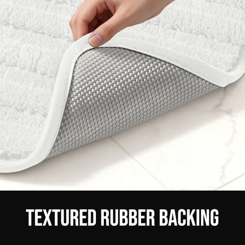 Gorilla Grip Memory Foam Bath Mat, 30x18 White - Textured Backing
