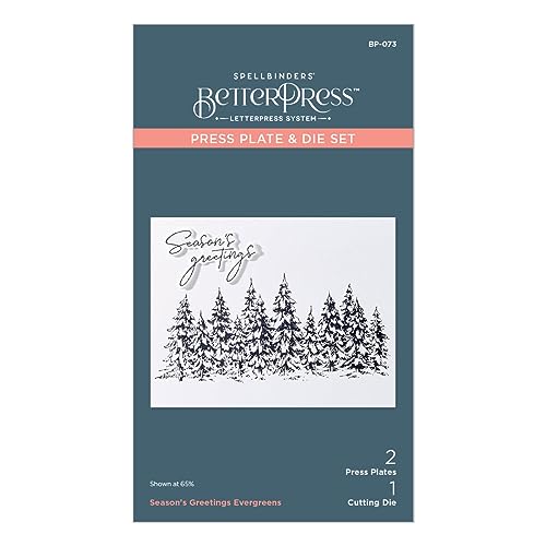 Spellbinders BP-073 Seasons Greetings Evergreens Press Plate & Die Set from The More BetterPress Christmas Collection