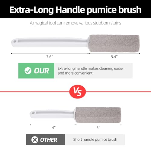 Pumice Stone Toilet Bowl Cleaner with Long Handle - 4 Pack Hard Water Remover