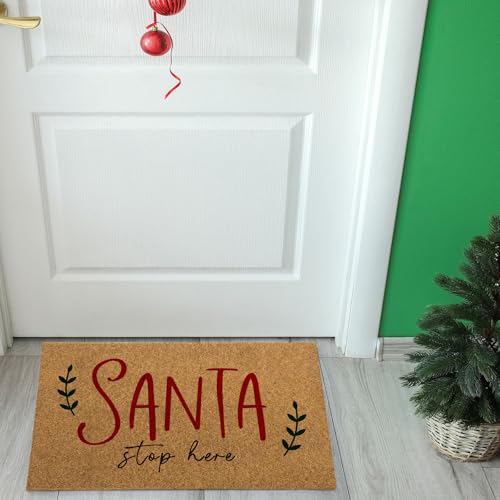 Christmas Welcome Coir Doormat - 16.9 x 30.3 Inch Non-Slip Holiday Decor