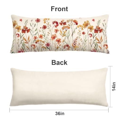 Baccessor Floral Fall Long Pillow Cover 14x36 Inch - Autumn Sofa Throw Case