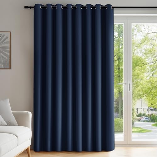 Deconovo Navy Blue Room Divider Curtain - 100x108 Inch Blackout Drape
