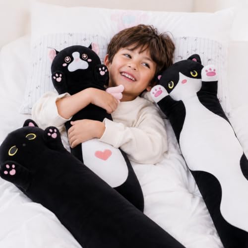 SNOWOLF Black Cat Plush Pillow - 27.5-Inch Soft Stuffed Animal Toy