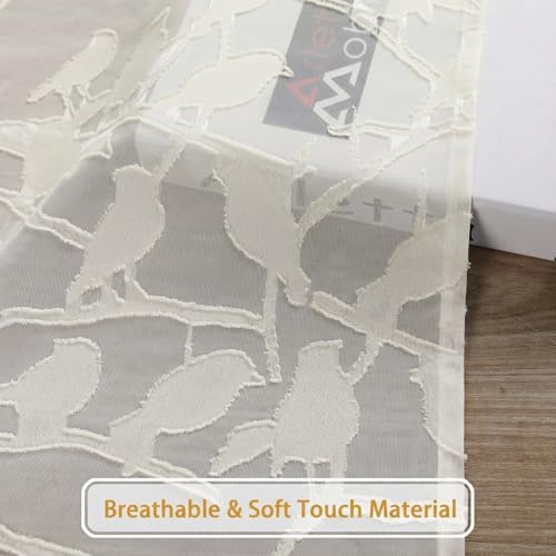 Ivory Sheer Valances for Windows - 14 Inch Length, 2 Panels