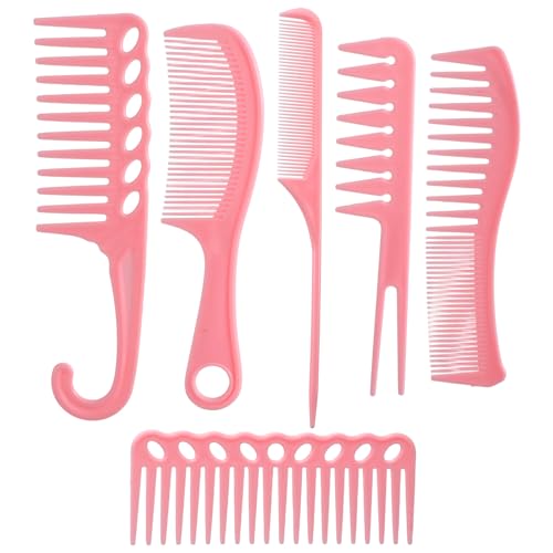 Mabor 6-Piece Pink Hair Comb Set for Styling, Detangling & Braiding