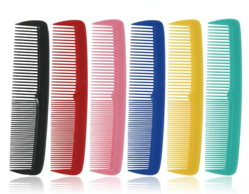 Bexter Unbreakable Hair Combs Set - 5 Inch Dual-Bristle Styling Combs, 6 Pack Assorted Colors