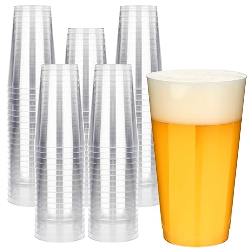 RACETOP 16 oz Clear Plastic Cups - 100 Pack for Parties & Events