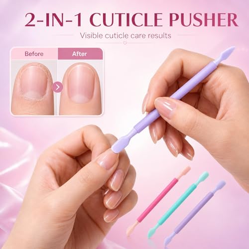 QFGasre 3-Piece Plastic Dual-End Cuticle Pusher and Nail Scraper