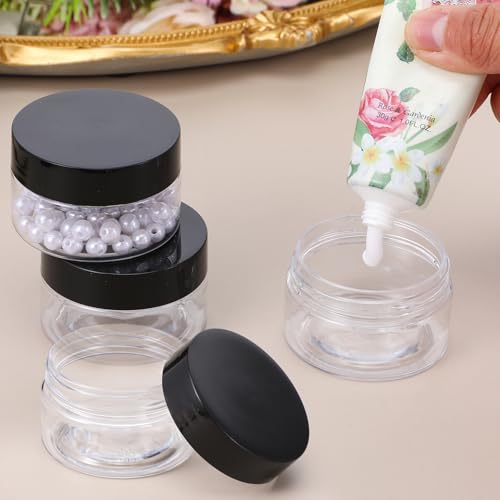 LXUEJIE 4 Pcs 1 oz Leak-Proof Travel Jars with Lids, Plastic Containers