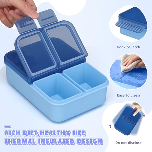 WyfKyd 2 Pack Blue Snack Box Container Set - Leak-Proof Bento Lunch Box for Kids & Adults