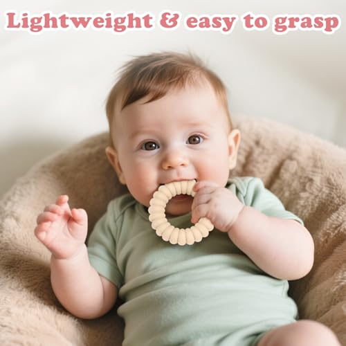 Silicone Baby Teether Rings with Rattle - 3 Pack Soothing Toys